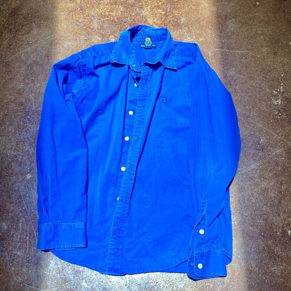 Ralph Lauren Pony Logo Embroidered Buttoned Shirt - Royal Blue Womens L